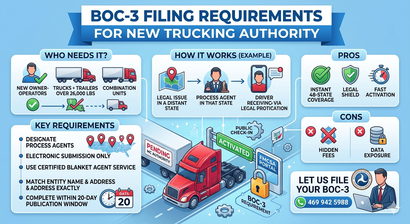 BOC-3 Filing Requirements for New Trucking Authority
